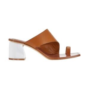 Sigerson Morrison Leather Sandals Block Mirrored Heel